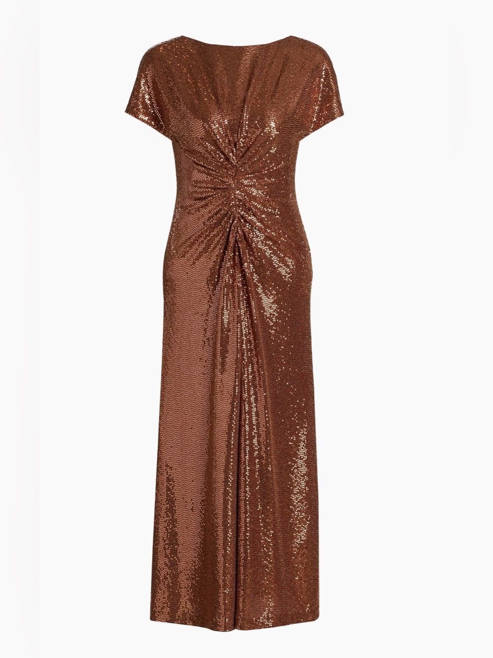 Halston Luce Disco Sequin Midi Dress in Bronze Size 6 NWT